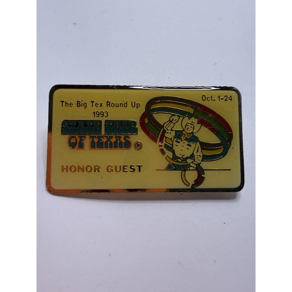 Vintage State Fair Of Texas 1993 Honor Guest Pin Big Tex Round Up Collectible